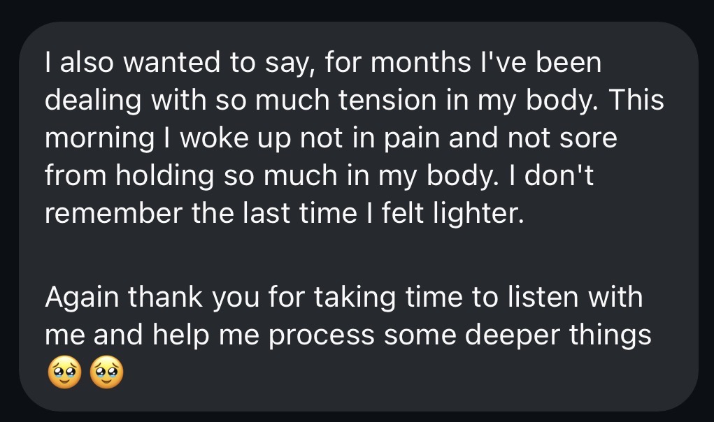 Authentic message from a woman experiencing HEALED & HELD, 6 of 14