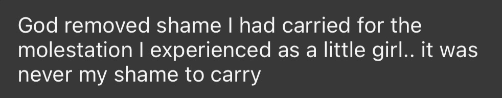 Authentic message from a woman experiencing HEALED & HELD, 7 of 14