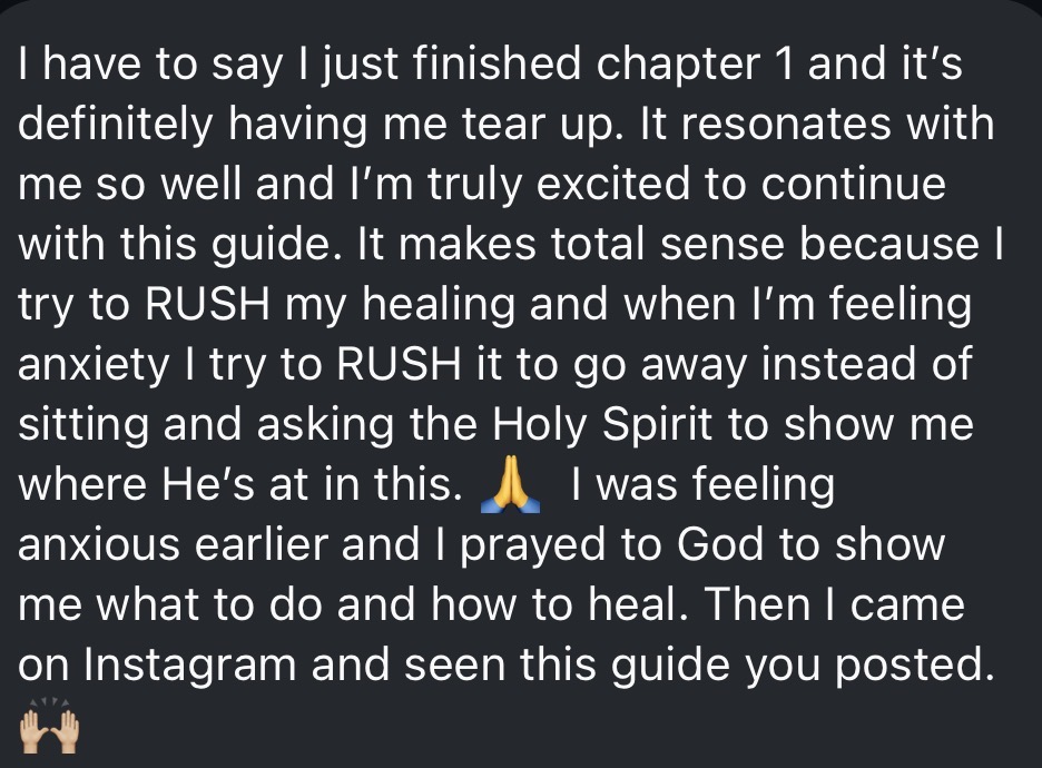Authentic message from a woman experiencing HEALED & HELD, 11 of 14