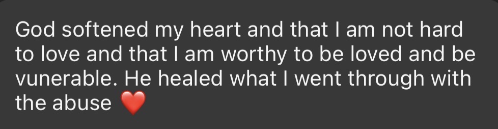Authentic message from a woman experiencing HEALED & HELD, 8 of 14